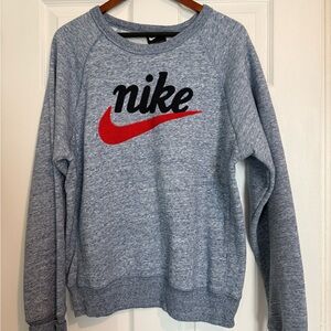 Nike Heather Gray Sweatshirt with Red Swoosh